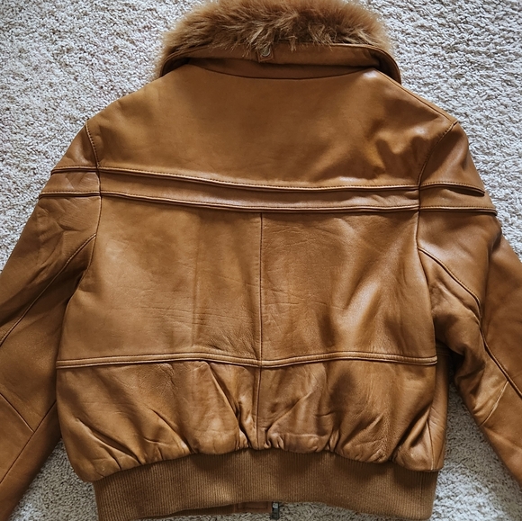 KNOLES CARTER CHESTNUT BROWN ITALIAN LAMBSKIN COAT BOMBER - Picture 5 of 10